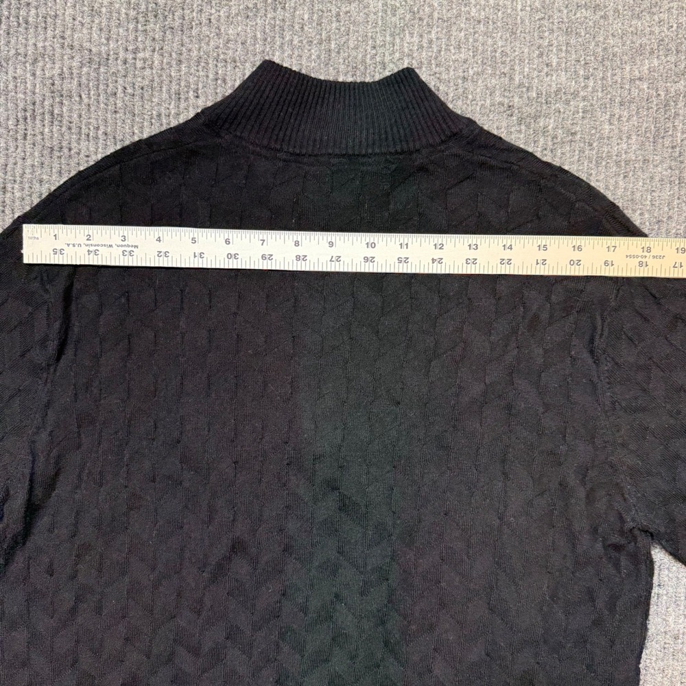 Robert Graham Wool Blend Black Cable Knit Quarter Zip Sweater Medium Luxe - Picture 6 of 12